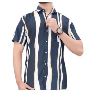NEW Men's Wavy Striped Button Down Shirt